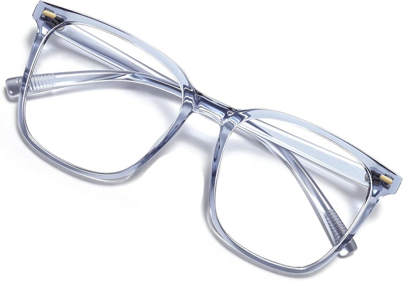 MACJERO Oversized Square Blue Light Blocking Glasses for Women Men, Anti-Fatigue Computer Monitor Gaming Glasses Reduce Eye Strain(transparent Grey) - Image 1